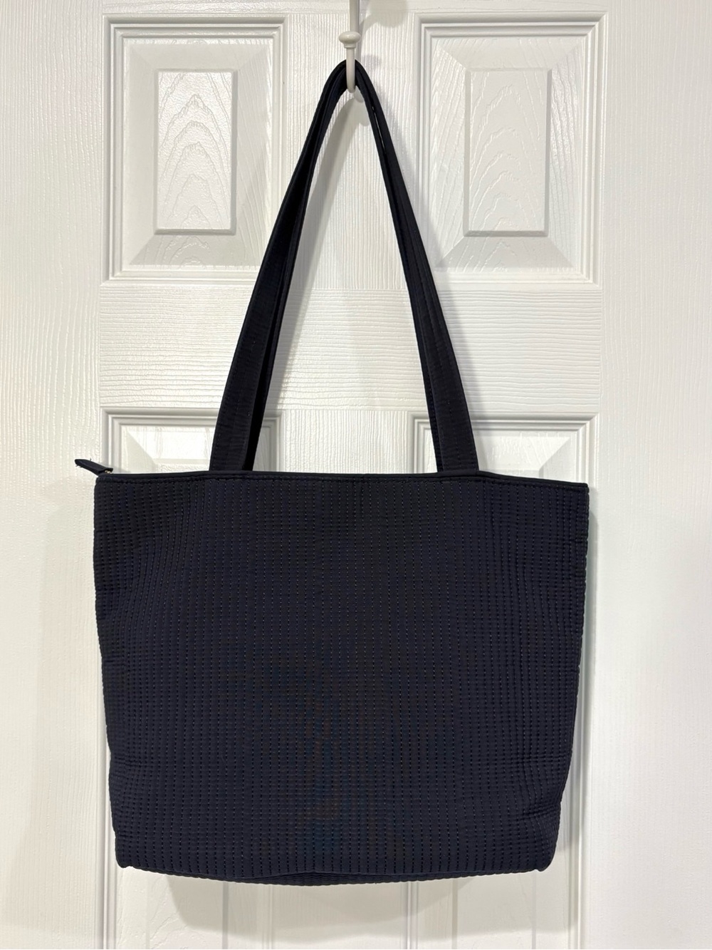 Vera Bradley Santiago Flower Tote Navy Quilted Shoulder Bag - Picture 6 of 13